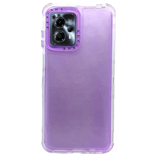 Funda Uso Rudo 360 Humo Para Motorola G13 / G23 / G53 Morado Más 2 Micas De Pantalla