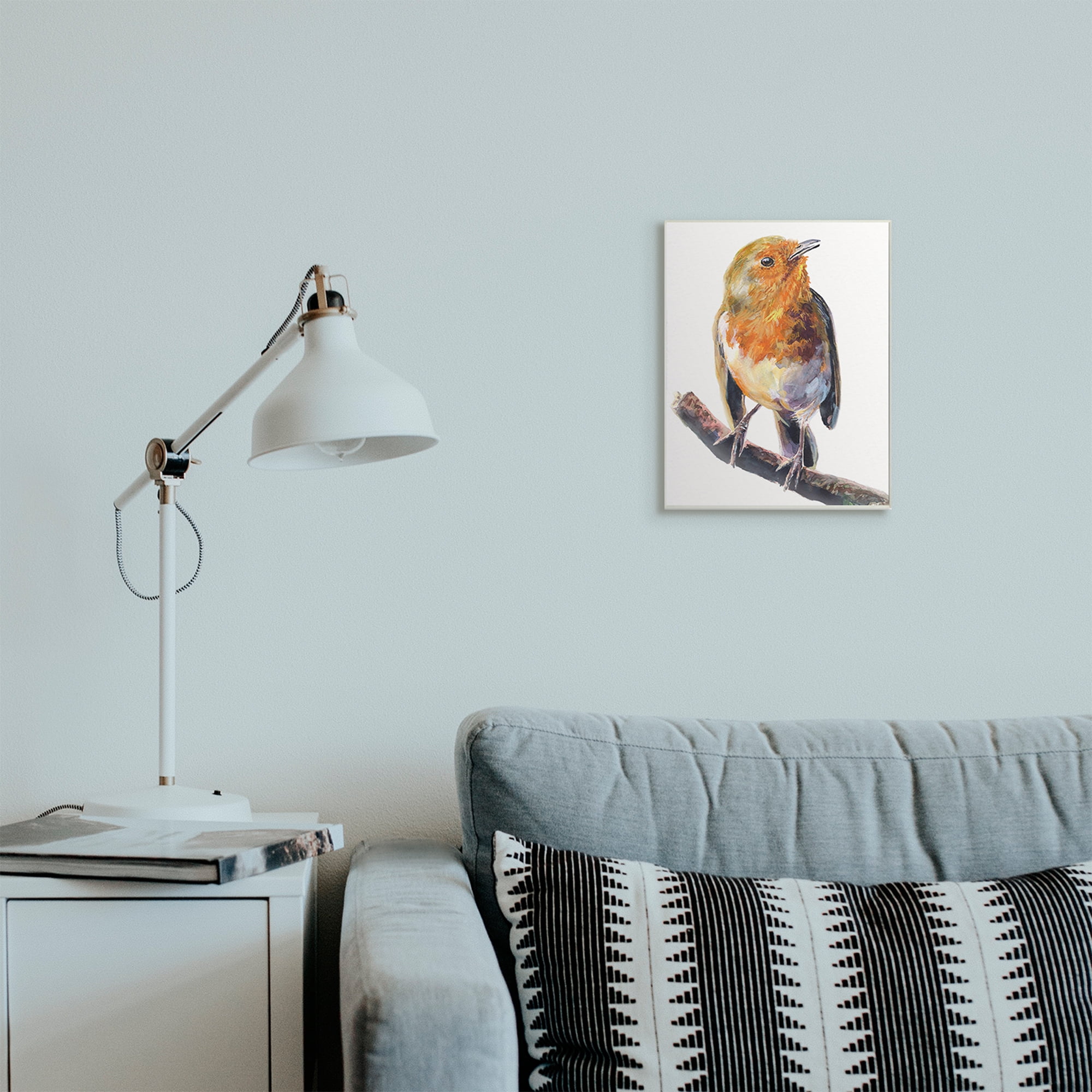 Stupell Industries Orange European Robin Perched Bird Portrait Wall Plaque, 10 x 15, Design by George Dyachenko