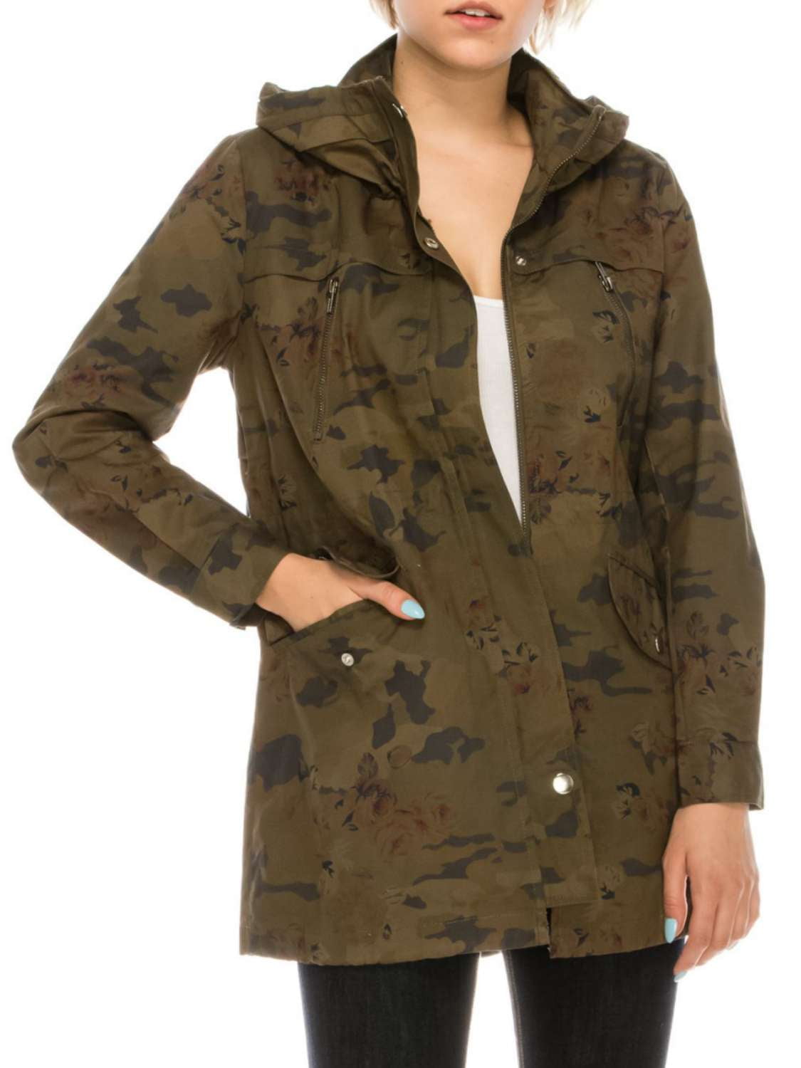 Women Camouflage Printed Long Sleeves Button Belted Casual Jacket Coat Plus Size