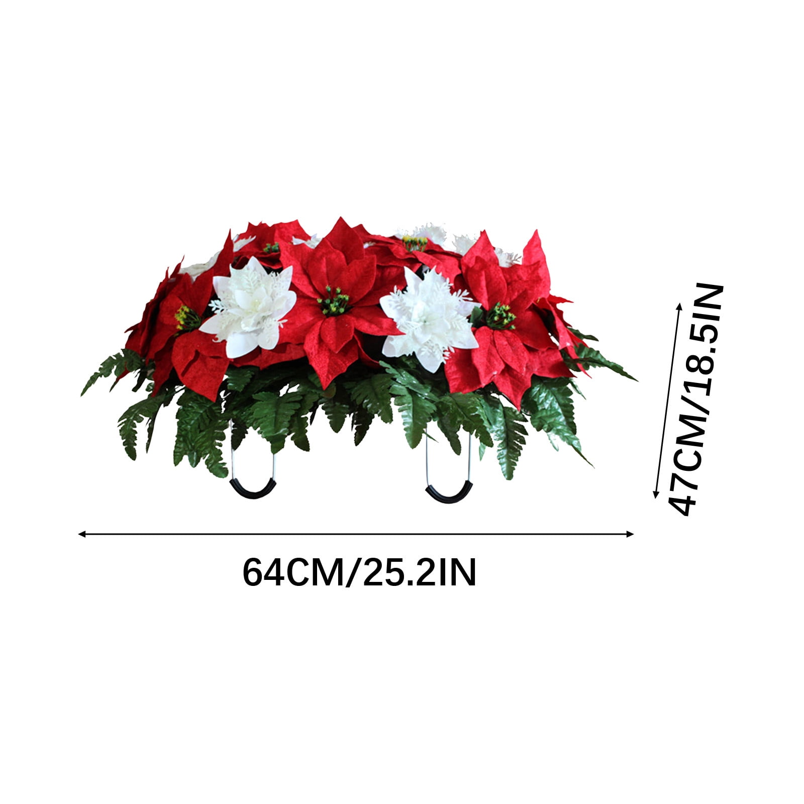 Darzheoy Headstone Flower Saddle, Silks Artificial Cemetery Flowers for Grave, Realistic Flower Arrangement for Outdoor Memorial Decorations