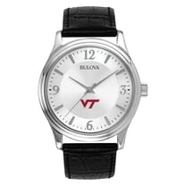 Men's Silver Virginia Tech Hokies Leather Watch