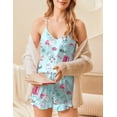 thumbnail image 4 of Ekouaer Satin Pajama Set for Women 2 Piece Camisole Top and Shorts Silk Lingerie with Ruffle Floral Nightwear, 4 of 6