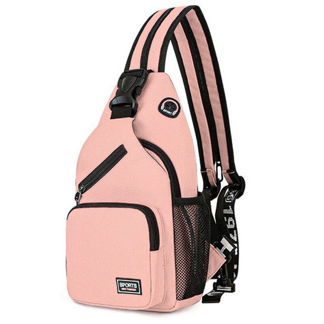 Bolso de pecho pequeño para mujer, bandolera multifuncional para hombre y mujer, mochila de viaje deportiva de lona de alta calidadPink Fivean unisex