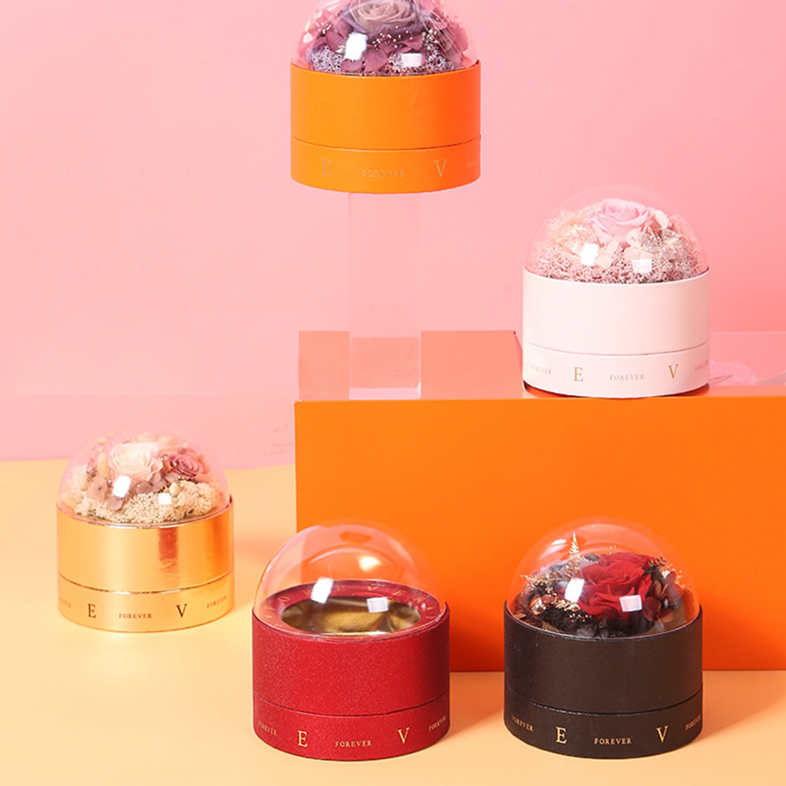 SunSunrise Gift Box Double Transparent Round Cake Chocolate Rose Holder