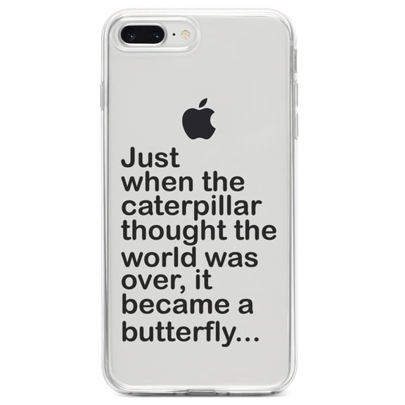 DistinctInk Clear Shockproof Hybrid Case for iPhone 7 PLUS / 8 PLUS (5.5" Screen) TPU Bumper Acrylic Back Tempered Glass Screen Protector - Caterpillar Though World Was Over Butterfly