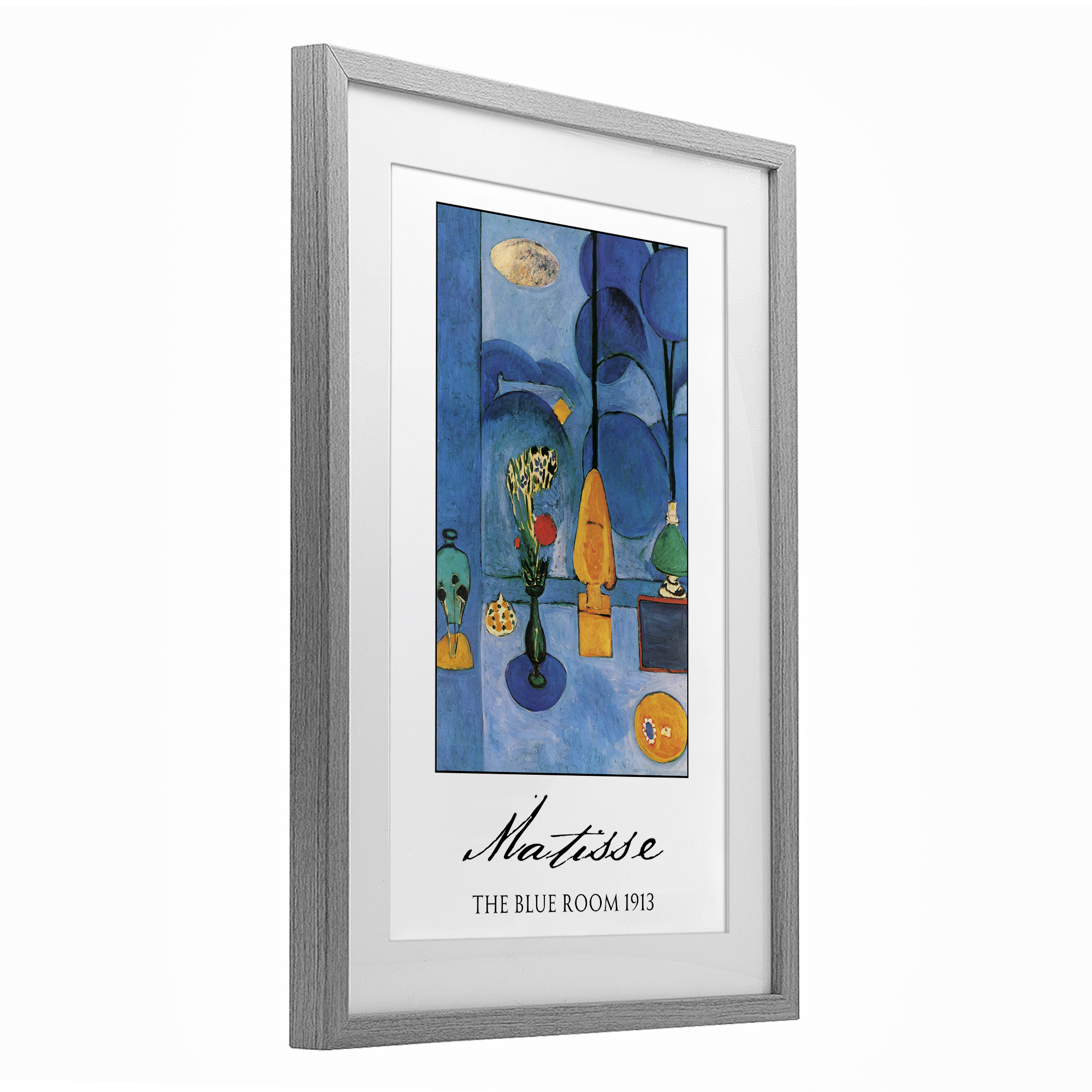 Matisse The Blue Room Gray Framed Print Under Glass, design by Vintage Hustle