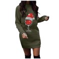 thumbnail image 4 of BLTIBY Christmas Sweatshirt Dress for Women 2024 Xmas Print Winter Autumn Round Neck Casual Soft Long Sleeve Fashion Pullover Dresses Outfit Trendy Army Green M, 4 of 4