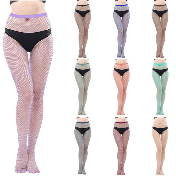 Kilaqueen Sexy High Waist Womens Tights Fishnet Stockings Thigh High Pantyhose Fashion Suspenders Black Blue Gray Green Yellow Thigh Stockings