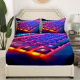thumbnail image 3 of Erosebridal Gradient Neon Keyboard Sheet Set King, Gamer Gaming Bedding Sets King Size 4pcs, 3 of 7