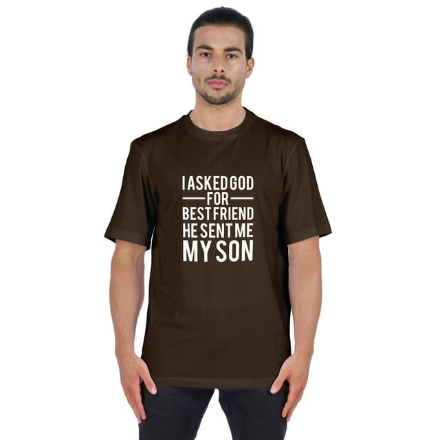 Inkmeso T-shirt à Col Rond pour Homme, Graphique Imprimé « J'ai Demandé à Dieu Mon Meilleur Ami, Il m'A Envoyé Mon Fils », Tee pour Père Fils Amour
