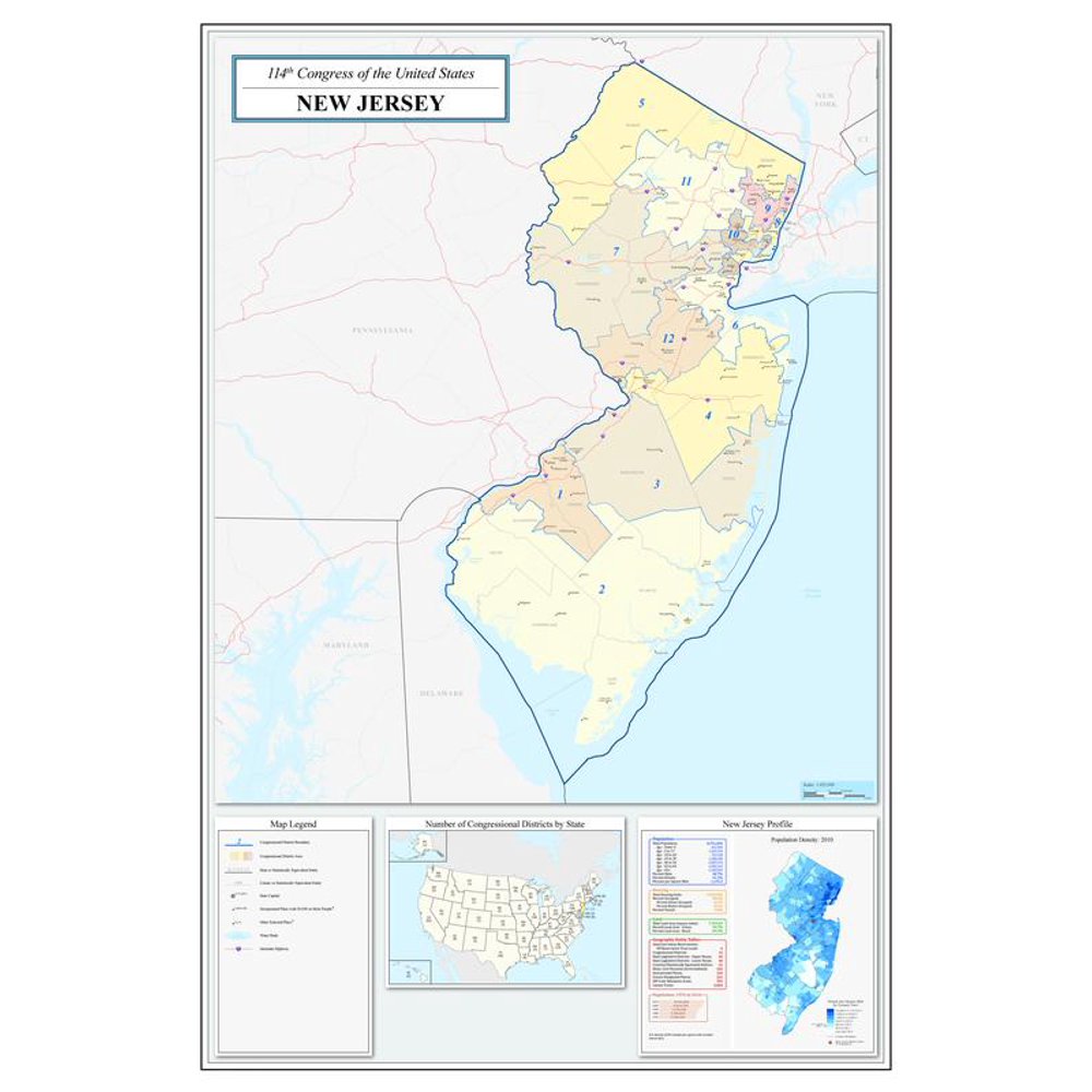 New Jersey Congressional District Map (114th Congress) 20 Inch By 30