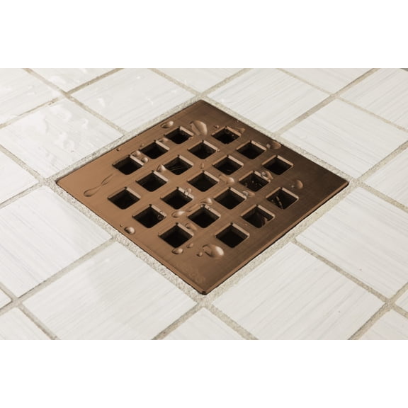 Ebbe Unique Square Shower Drain Grate Classic - Stainless Steel - Oil Rubbed Bronze