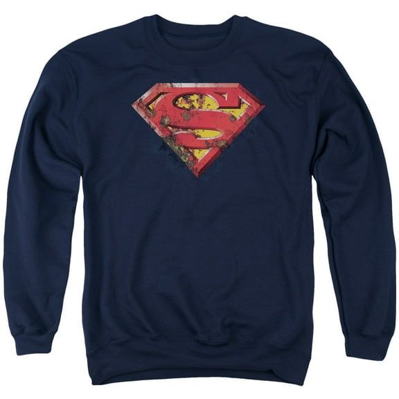 Superman Rusted Shield Adult Crewneck Sweatshirt Navy