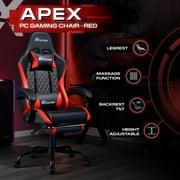 X Rocker Apex PC Gaming Chair with Massage Function and Footrest, Red
