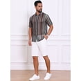 thumbnail image 2 of DARING DIVA Men's Striped Short Sleeve Button Down See Through Shirts S Gray Brown, 2 of 7
