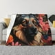 thumbnail image 1 of Fotbe Colorful Flower German Shepherd Manta de Franela con Estampado, Manta Ultrasuave para Cama, Sofá, Auto, Hipoalergénica y Antibolitas-50"x40", 1 of 6