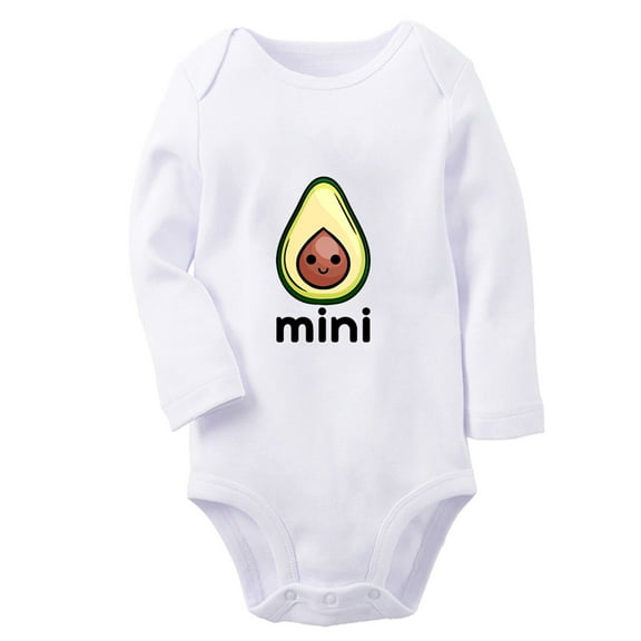 Babies Mini Avocado Funny Rompers, Newborn Baby Unisex Bodysuits, Infant Jumpsuits, Toddler 0-12 Months Kids Long Sleeves Oufits (White, 6-12 Months)