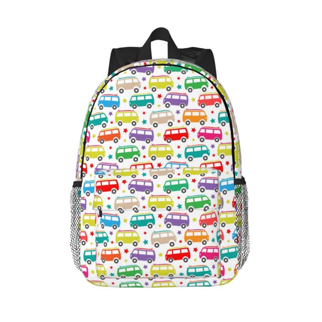 Easygdp Colorful Bus Mochila Ligera de 15 Pulgadas para Estudiantes, Mochila Cómoda para la Escuela y Viajes, Correas Ajustables