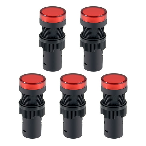Indicator Lights /DC 24V Pilot Light Red , Flush Panel Mount 5/8" 16mm 5Pcs