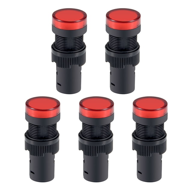 Unique Bargains Indicator Lights AC/DC 24V Pilot Light Red LED, Flush Panel Mount 5/8' 16mm 5Pcs