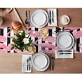 thumbnail image 3 of Table Runner Dresser Scarves 72 Inch Long, Summer Tropical Flamingo Pink Flower Linen Dining Table Runners Black White Striped Tabletop Scarf for Wedding Holiday Party Kitchen, 3 of 7