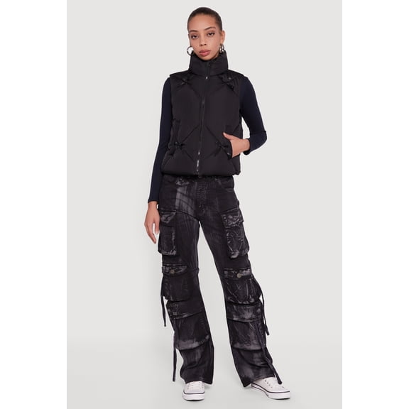 Women's Almost Famous Quilted Puffer Vest with Bows