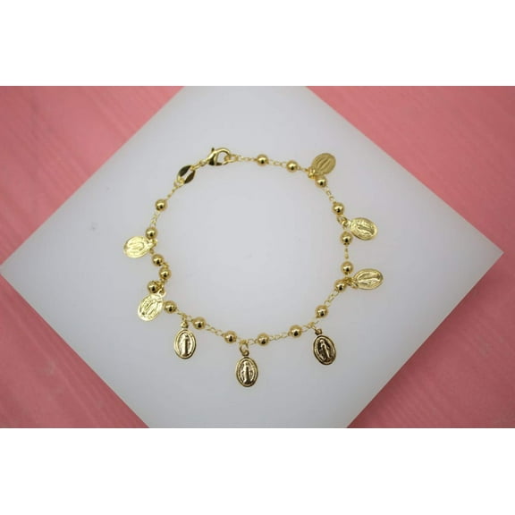 Gold Filled Virgin Mary Charms Bracelet (I136B)