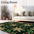 thumbnail image 2 of ODIKA 4'x6' Machine Washable Non-Slip Area Rug, Snowflake Motif Interlocking with Festive and Holly Leaves High Traffic Rug with Pad, Gold, 654681, 2 of 8