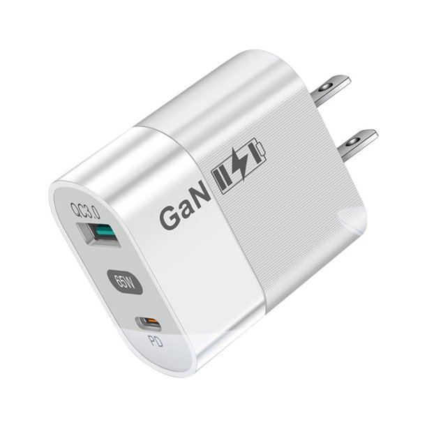 Adaptador de cargador USB 3.0 tipo C de carga de teléfono GaN de 65 W para Huawei (blanco de EE. UU.)