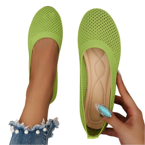 Mesh Flats for Women Hollow Breathable Slip On shoes casual Comfortable Round Toe Walking Shoes with Arch Support Insole for Work