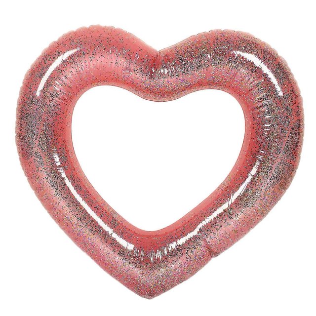 Rose Gold Sequins Heart Shape Swimming Ring Glitter Inflatable Heart Pool Floats for Kids Adults120cm/47.2in