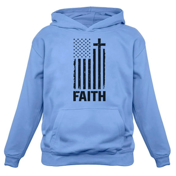 Faithful Flag Tstars Men's Hoodie - Distressed USA Flag and Cross Graphic Sweatshirt - Ideal Christian Apparel - Cozy Faith-based Clothing for Devoted Followers of Jesus