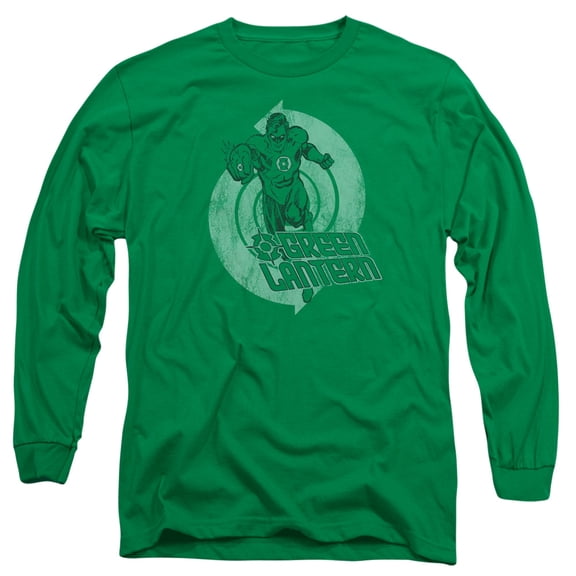 Green Lantern Power Long Sleeve Adult 18/1 T-Shirt Kelly Green
