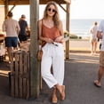 thumbnail image 7 of Petite Capri Pants Womens Wide Leg Palazzo 2026 Summer Casual Pull on High Waisted Barrel Lounge Flowy Cropped Beach Work Trousers White 2XL, 7 of 7