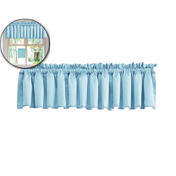 VQPeo Valance Curtains Kitchen Blackout Thermal Insulated Rod Pocket Valance Short Window Valance for Bedroom Living Room(Sky Blu)