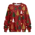 thumbnail image 4 of SCRAWLGOD Christmas Tree Stars Snowflake Red Women Sweatshirt Long Sleeve Crew Neck Sweatshirts for Women Trendy Comfy Casual Clothes Oversized Pullover Tops with Pockets, XL, 4 of 7