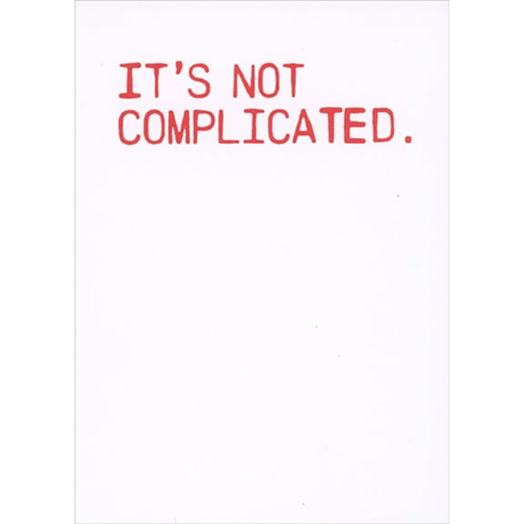 RSVP It's Not Complicated: Red Text on White Funny Romantic Valentine's Day Card