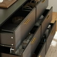 thumbnail image 5 of FUFU&GAGA 6 Drawer Black Dresser, 54” Double Dresser with Gold Metal Handles and Legs, Modern Chest of Drawers Wood Storage Cabinet for Bedroom Living Room, 55.1”W x 15.6”D x 30.2”H, 5 of 14