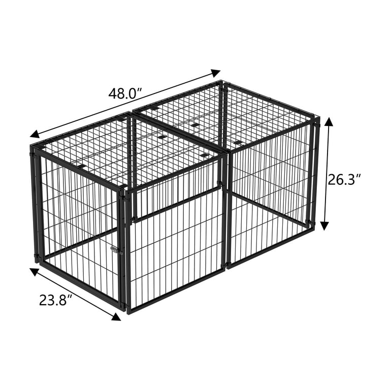 Large Dog Cage 48" Dog Kennel for Medium Dogs Puppy Dog Playpen with Top, Pet Cage, Indoor, Black.48"L x 26.3"W x 23.8"H.