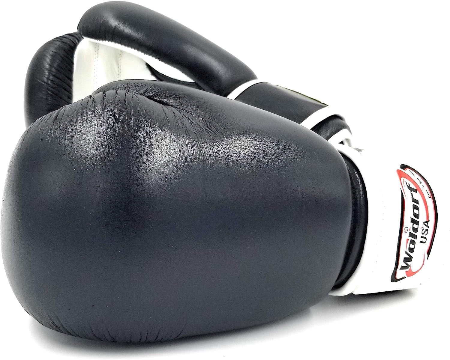 Woldorf Pro Aerobic Style Boxing Gloves in Black 14oz Sparring, Grappling, Kickboxing, Fighting Gloves, Muay Thai Training Gloves, Heavy Bag Speed Punching Gloves.