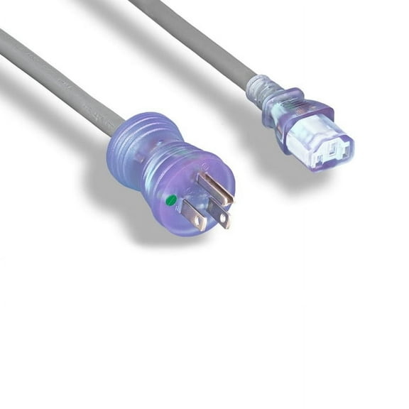 Kentek 25 Feet Ft 14 AWG Hospital Grade Power Cable Cord NEMA 5-15P to C13 15A/125V Clear