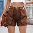thumbnail image 5 of Womens Summer Jean Shorts Casual Pull on Elastic Waist Denim Shorts with Pockets Brown L, 5 of 10