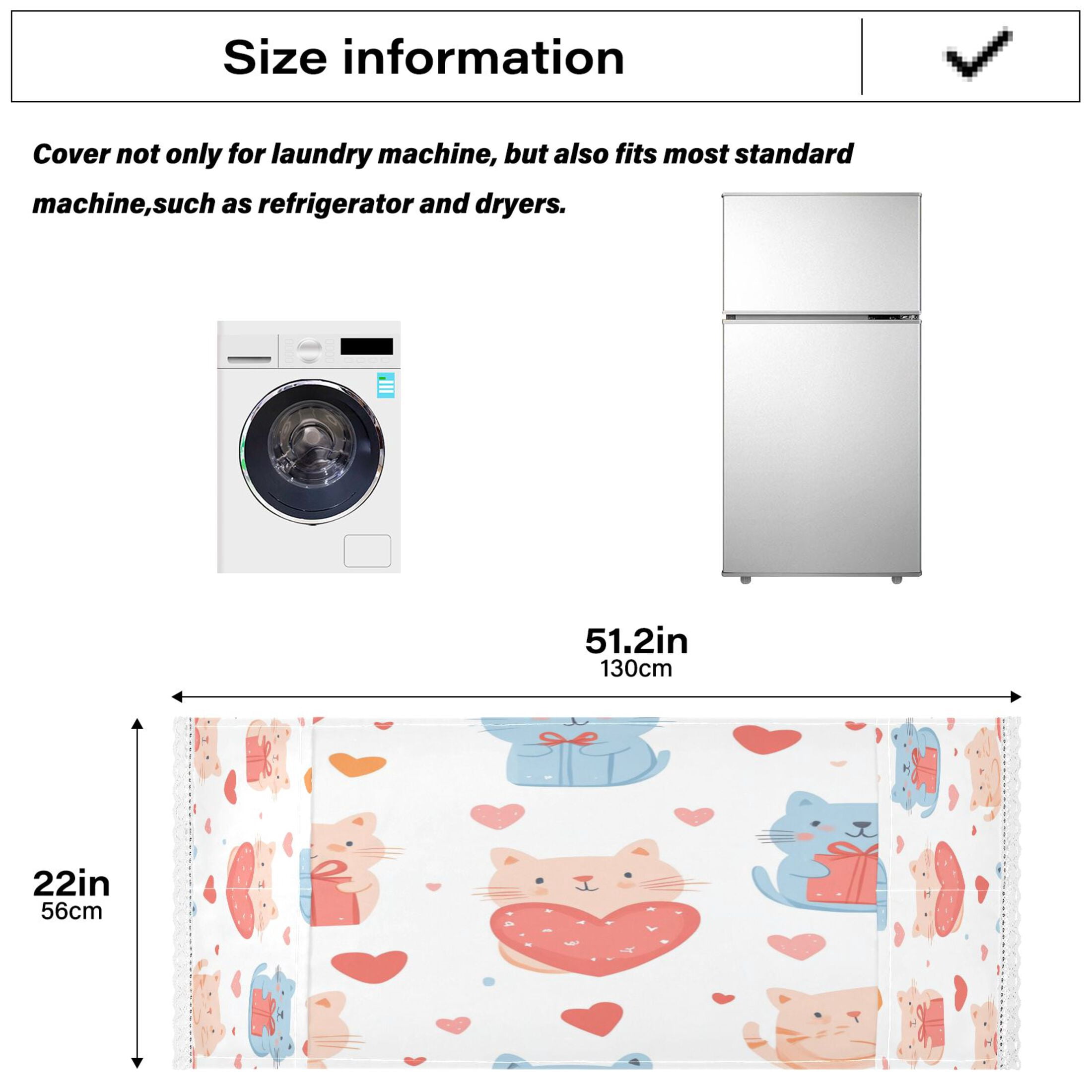 WOBOGO Cute Cat with Gift Box Pattern Washing Machine Cloth Dryer Refrigerator Top Cover Protective Non-Slip Mat For Kitchen Laundry