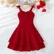 thumbnail image 4 of Vestido sin mangas de cuello redondo para niña, color liso, cuello redondo, sin mangas, para tallas medianas y grandes, informal, cómodo, falda de poliéster., 4 of 8