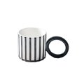 thumbnail image 1 of Monstrate Taza de agua con diseño de rayas, taza de café con leche con asa, tazas de té para bebidas, botella para cumpleaños, oficina interior Utensilios de cocina Blanco negro Monstrate HA081898-01, 1 of 6