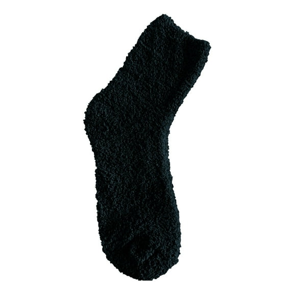 Audhol Fuzzy Socks Women's Solid Color Furry Comfortable Slipper Socks Warm And Soft Winter Socks Fluffy Thick Warm Winter Soft Cozy Plush Sleep Home Fleece Socks for Women Men Black A