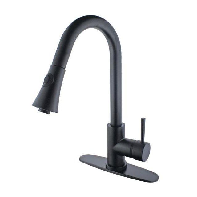 Gourmetier LS8720DL Robinet de Cuisine Concord avec Pulvérisateur Rétractable, Noir Mat