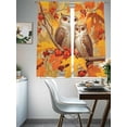 thumbnail image 4 of Fall Sheer Curtains 63 inches Long 2 Panels Set Yellow Maple Leaves Owls Branch Fruits Tiers Sheers Rod Pocket Small Window Short Curtains for Kitchen Cafe, Each 52" W x 63" L, 4 of 7