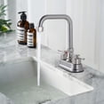 thumbnail image 2 of Wowow 4 in. Centerset Double Handle High Arc Bathroom Faucet with Drain Kit Included in Brushed Nickel, 2 of 8