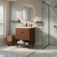 thumbnail image 6 of Demi Bonn Bathroom Storage Cabinet, Bathroom Floor Cabinet, 25 Inch Wooden Bathroom Storage Cabinet with Sink, for Bathroom, Living Room, Bedroom, Kitchen, Walnut, 6 of 9